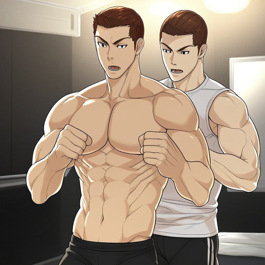 shirt,  pectorals,  open mouth on Tensor.Art