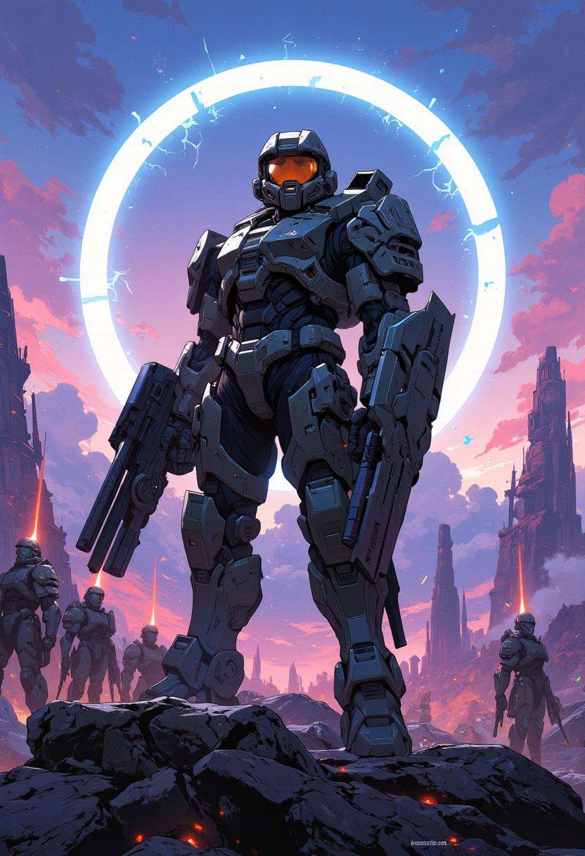 Anime,  Master Chief,  the super-soldier clad in Mjolnir armor on Tensor.Art