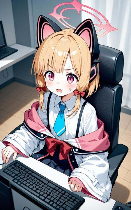 1girl,  momoi \(blue archive\),  typing on keyboard on Tensor.Art