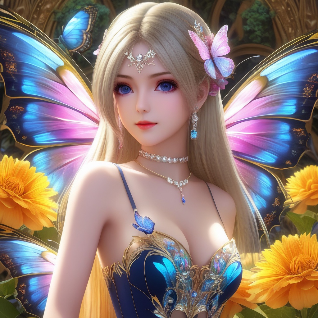 <lora:837-DA-XL-斗罗大陆-千仞雪-幼年:0.8>, (,1girl, ,best quality, ),,,anime,(masterpiece, top quality, best quality, official art, beautiful and aesthetic:1.2), (1girl)	, , (cleavage),, extreme detailed,(fractal art:1.3),colorful, flowers ,highest detailed,()    (cleavage),butterfly,  (),