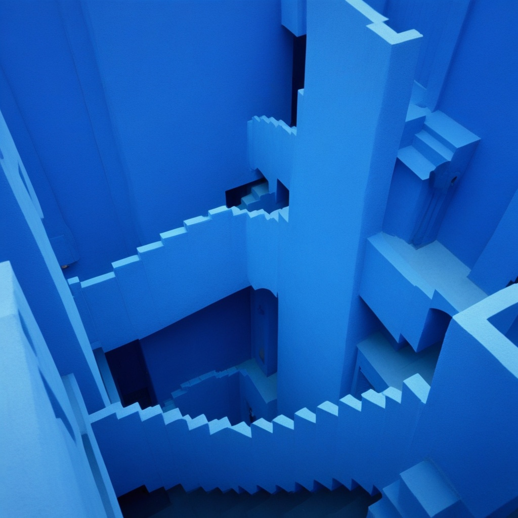 La Muralla Roja by Ricardo Bofill,  photograph,  from above on Tensor.Art