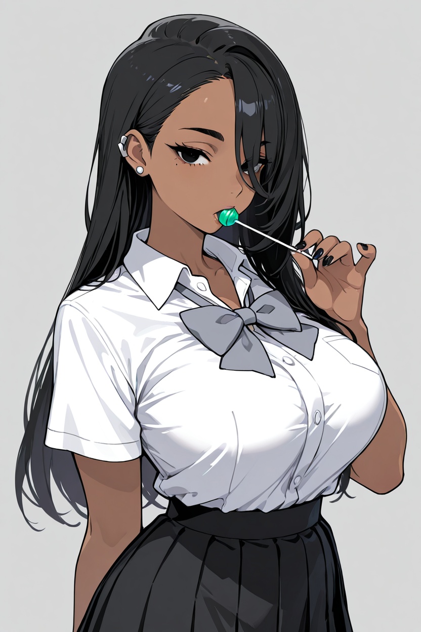 1girl,  collared white shirt,  dark-skinned female on Tensor.Art