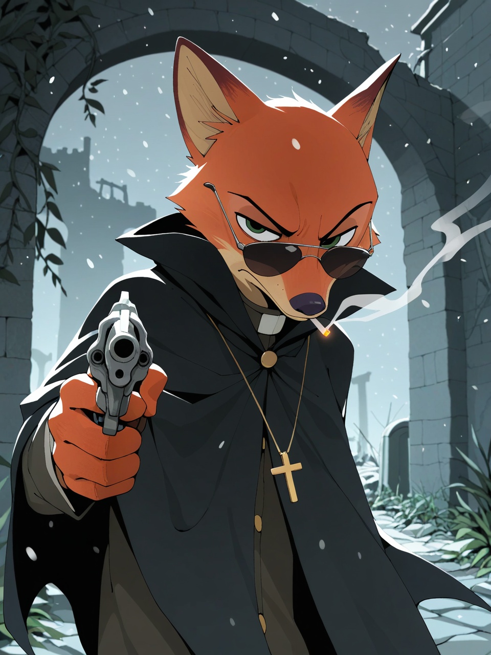 nick wilde,  cross necklace,  priest on Tensor.Art