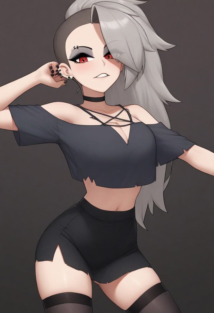 1girl,  LoonaIllustriousV1Human,  goth on Tensor.Art