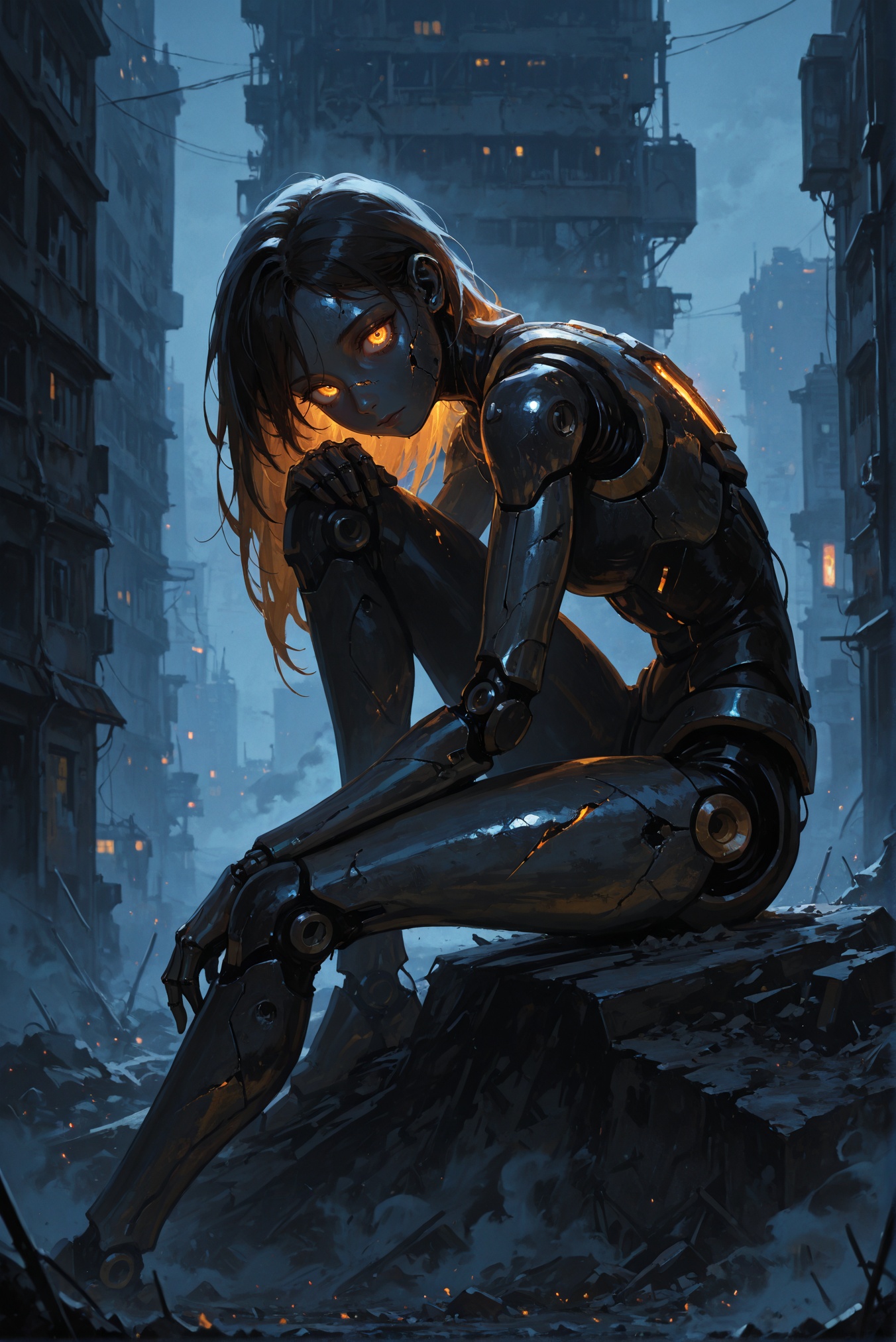 robot girl,  fog,  light shafts on Tensor.Art