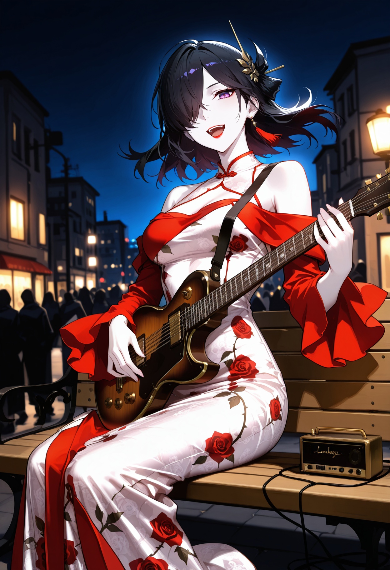 solo,  1girl,  black hair on Tensor.Art
