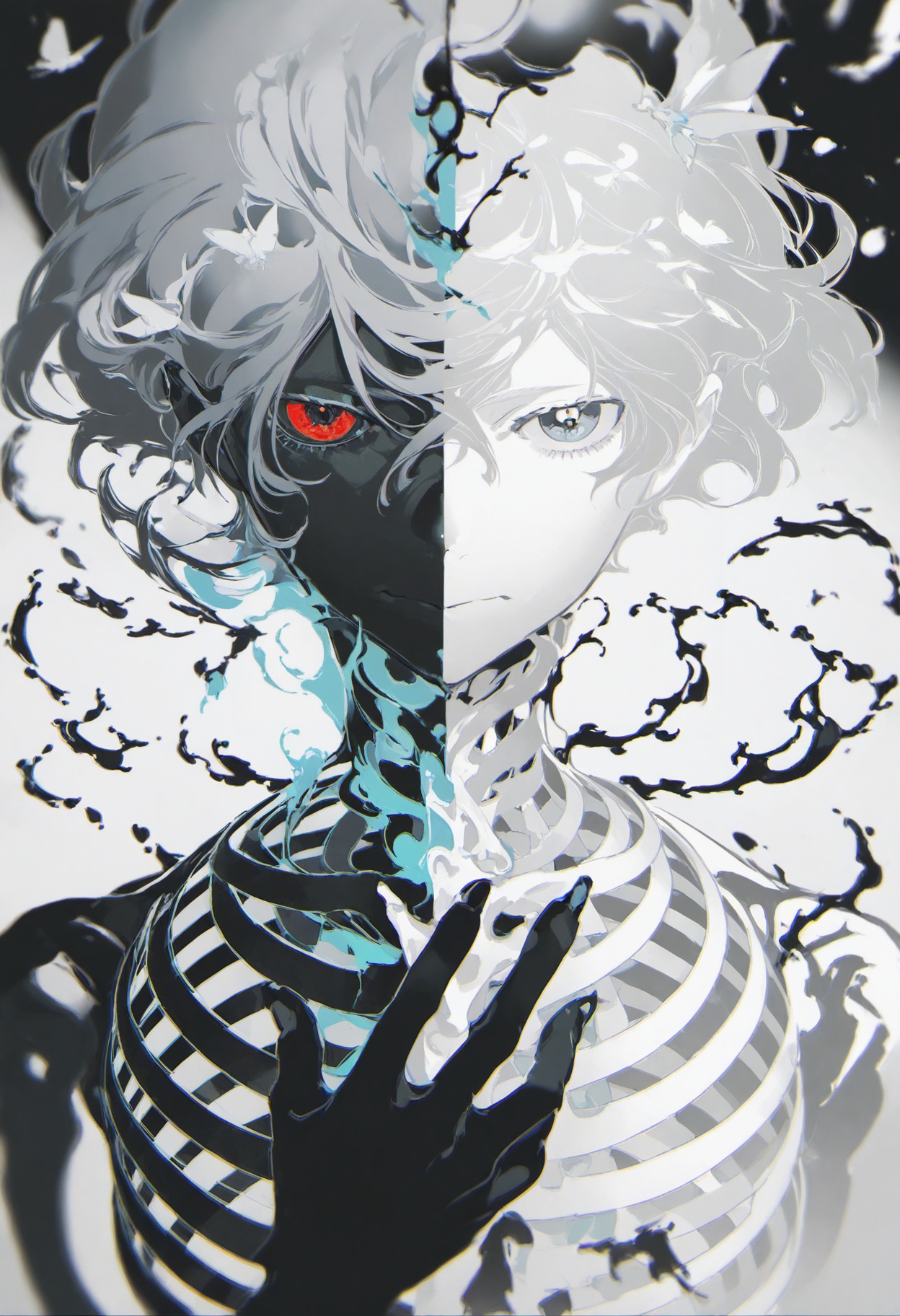 mishanwuhuafeng,  split theme,  looking at viewer on Tensor.Art