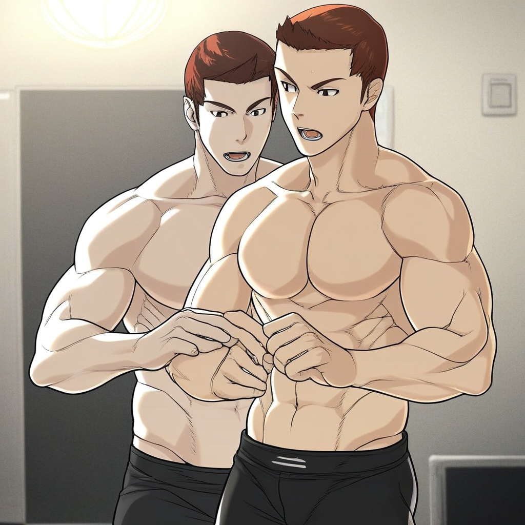 shirt,  pectorals,  open mouth on Tensor.Art
