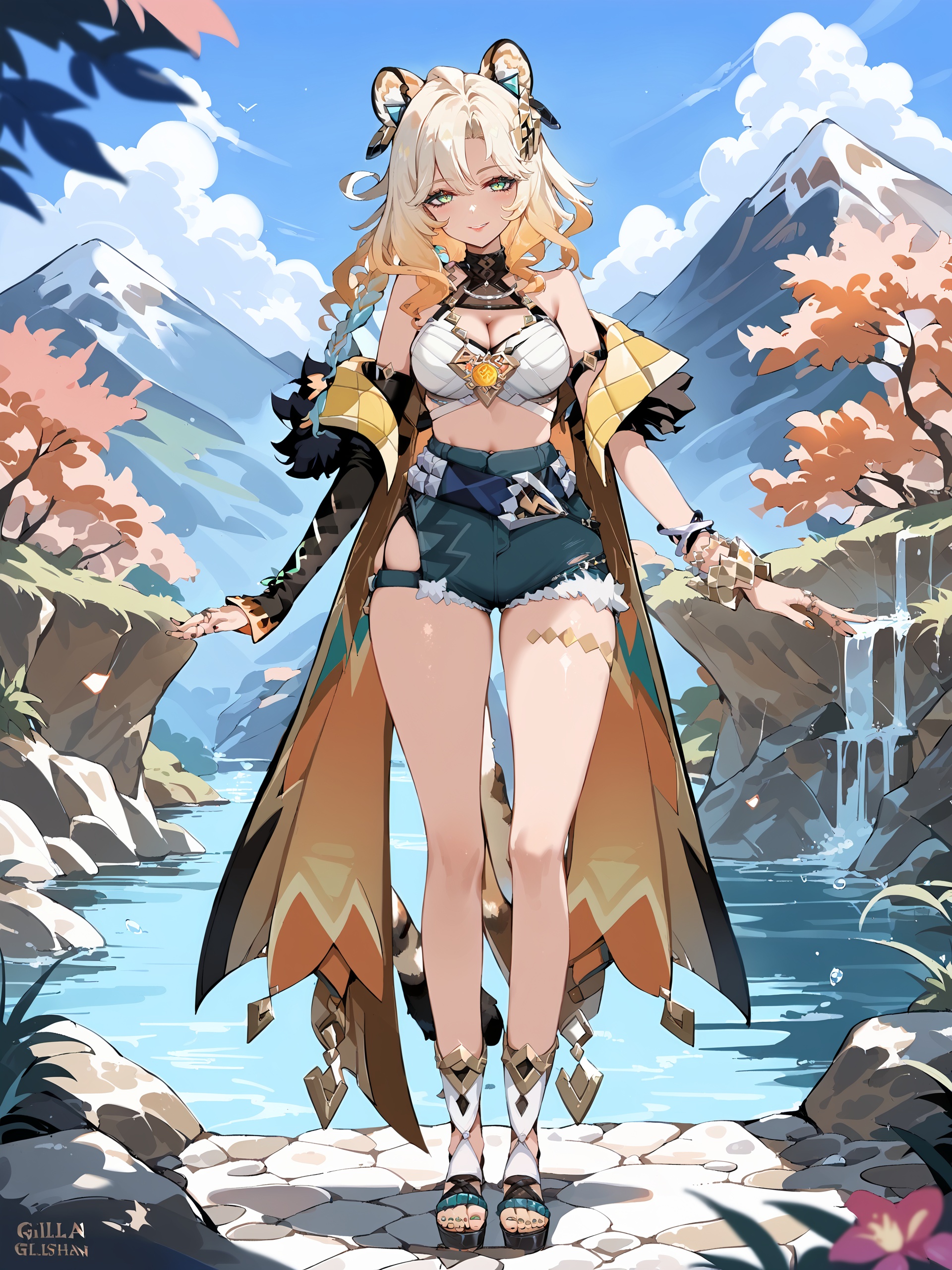 1girl,  xilonen \(genshin impact\),  high-waist shorts on Tensor.Art