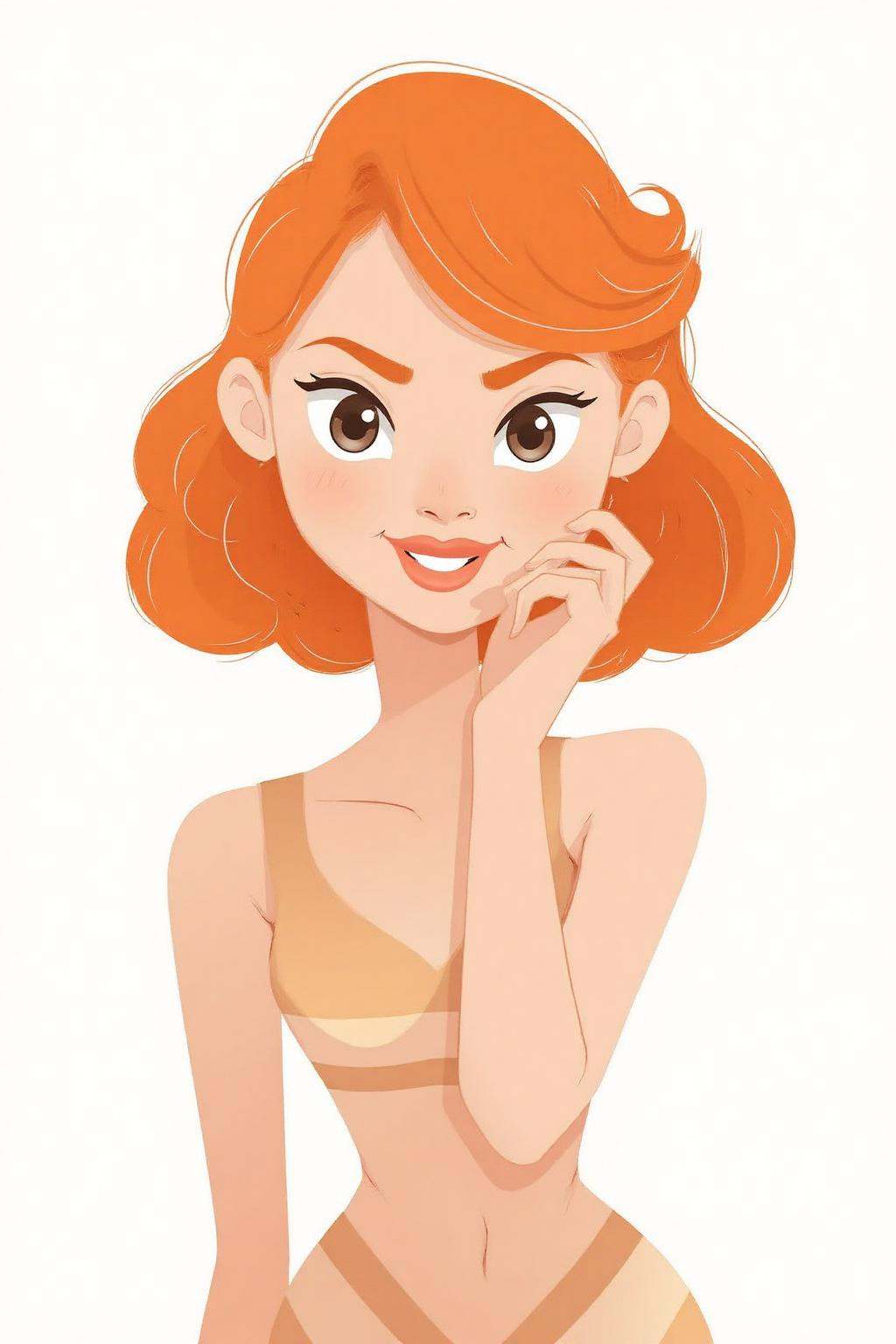 vector art.A woman with a slender,  athletic build and shoulder-length,  wavy on Tensor.Art