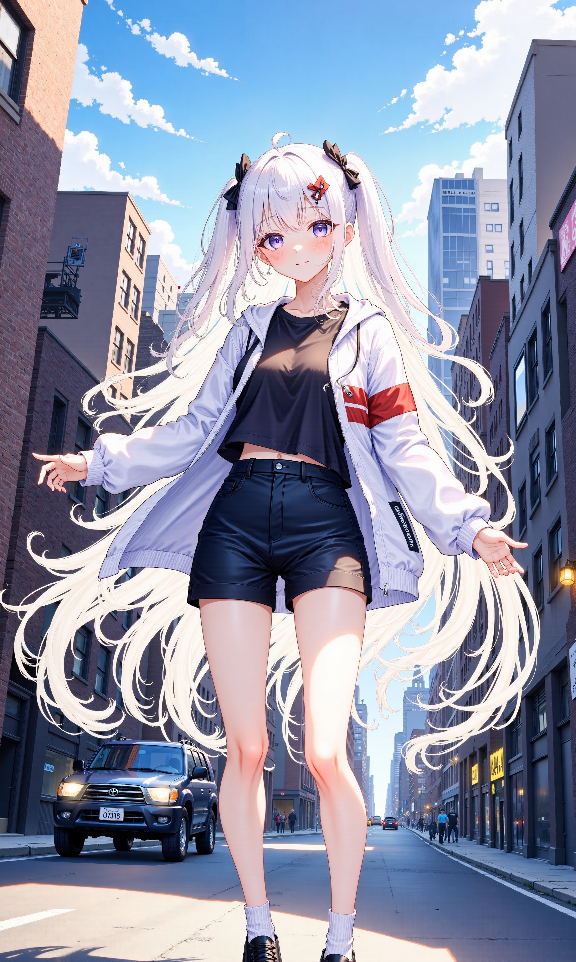 An anime girl,  full body,  Captured at eye-level on a vibrant day on Tensor.Art