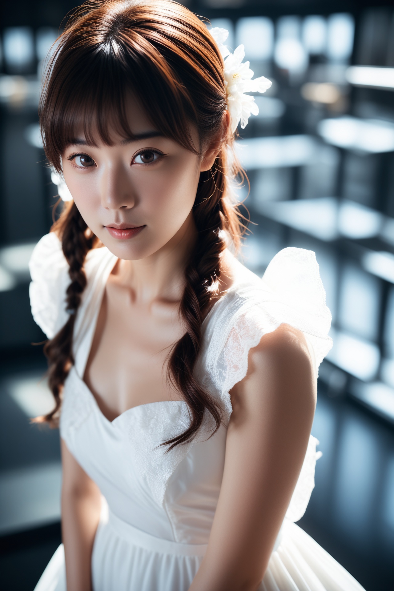 best quality,  masterpiece,  raw photo of a asian female in white dress on Tensor.Art