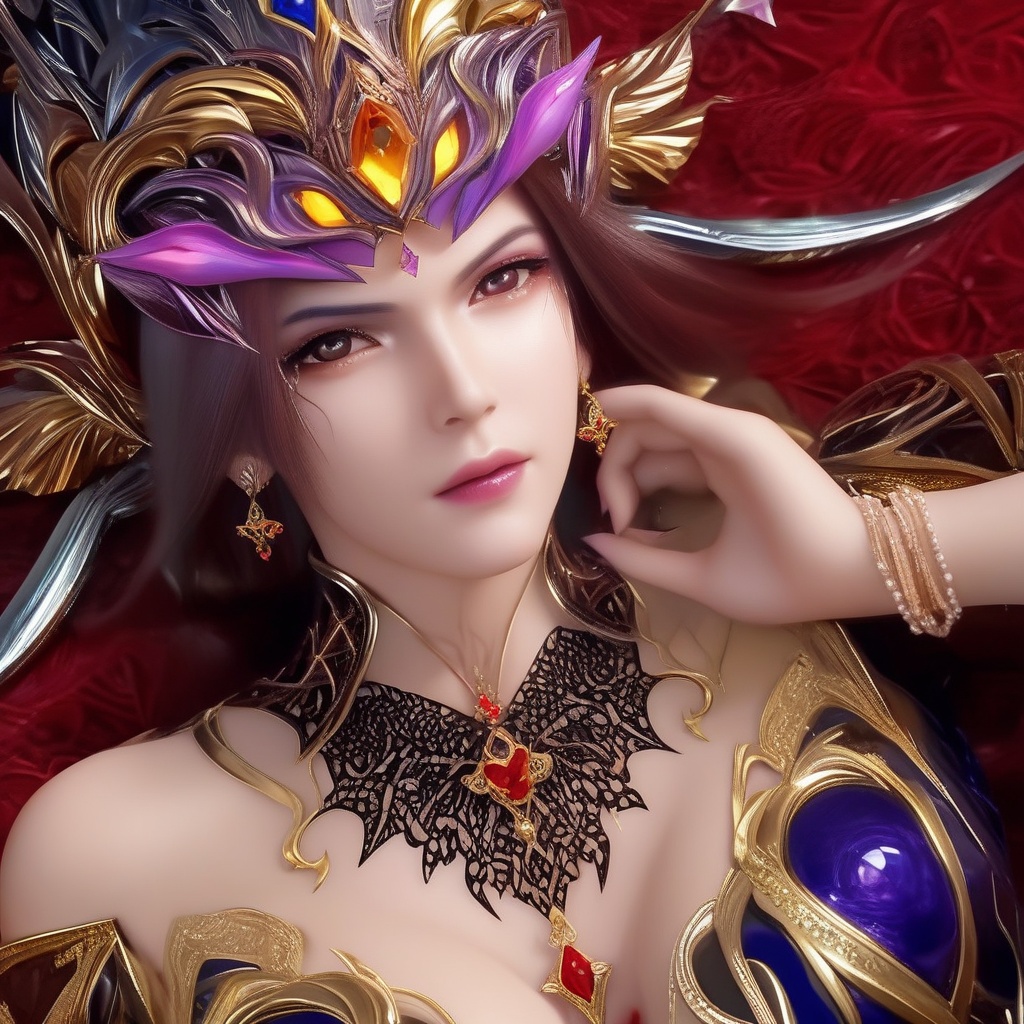 <lora:833-DA-XL-斗罗大陆-比比东-罗刹神:0.8>, (,1girl, ,best quality, ),,masterpiece, ((((1girl, solo , lying, )))) (cleavage),,  (), ,ultra realistic 8k cg,   clean, masterpiece,      (( , )),,  , unreal, science fiction, luxury, jewelry, diamond, gold, pearl, gem, sapphire, ruby, emerald, intricate detail, delicate pattern, charming, alluring, seductive, erotic, enchanting, hair ornament, necklace, earrings, bracelet, armlet,halo,(cleavage),, , (),