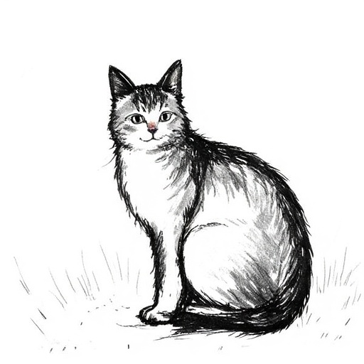 an ink painting of a cat by AmeshinINK on Tensor.Art