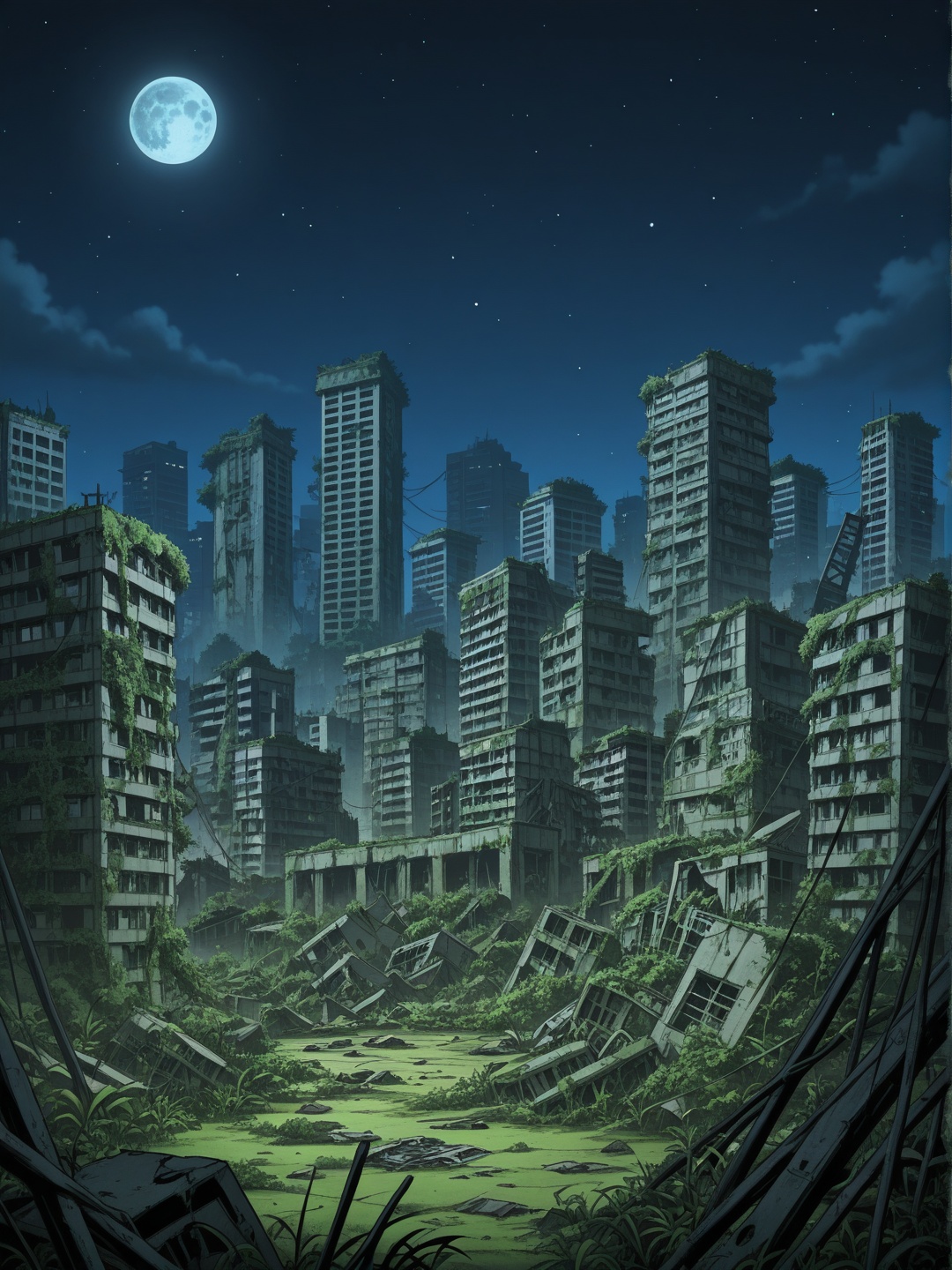 no_humans,  cityscape,  post apocalyptic sci-fi city on Tensor.Art