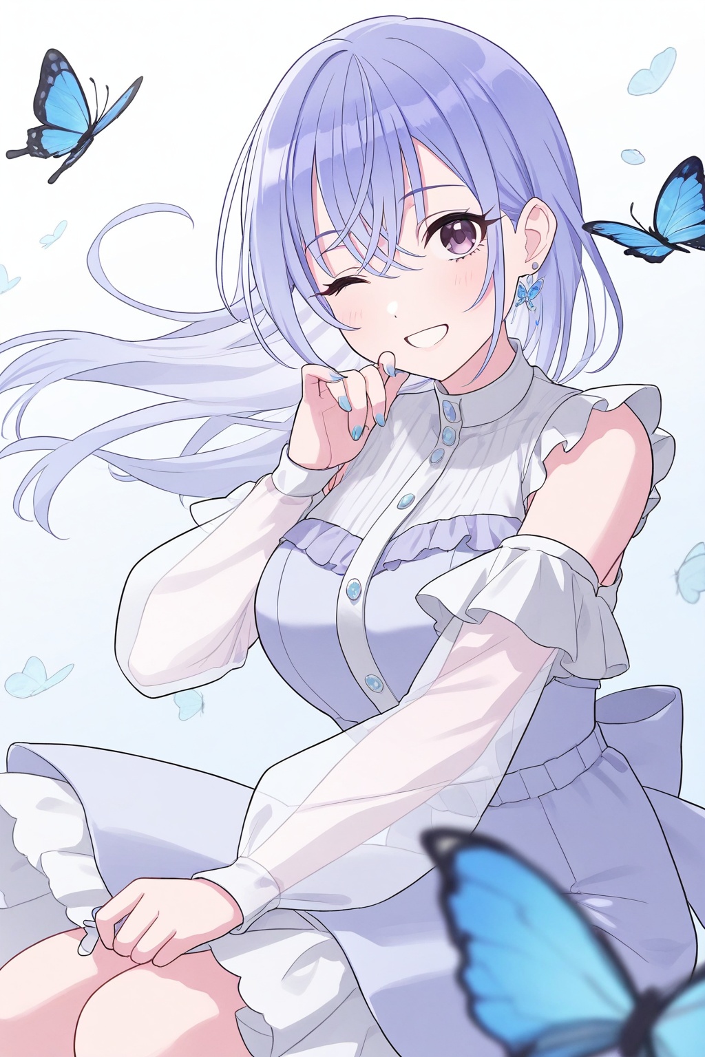 Suzuki Hana,  long hair,  blue hair on Tensor.Art