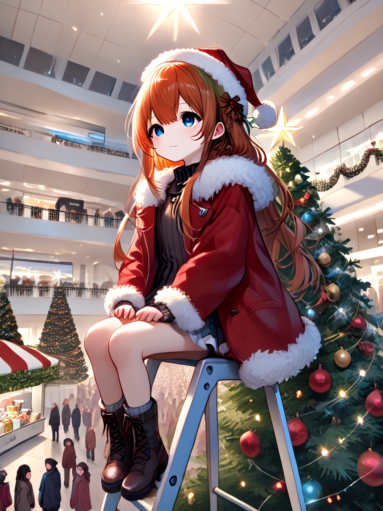 score_9,  source_anime,  christmas tree with festive lights on Tensor.Art