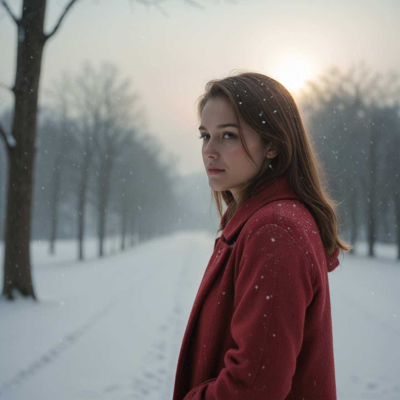 close portrait A beautiful red girl,  beautiful,  moody lighting on Tensor.Art
