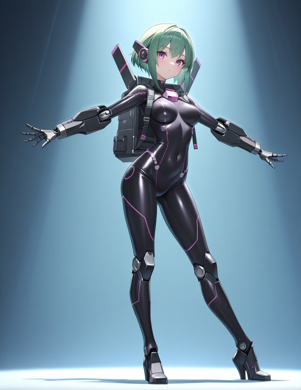 (detailed texture lighting,  detailed surface lighting) BREAK anime style character front and back preview,  sci-fi on Ten...