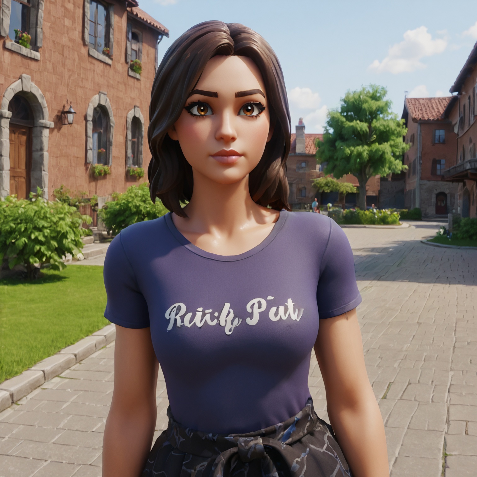 female Fortnite character with brown hair and brown eyes on Tensor.Art
