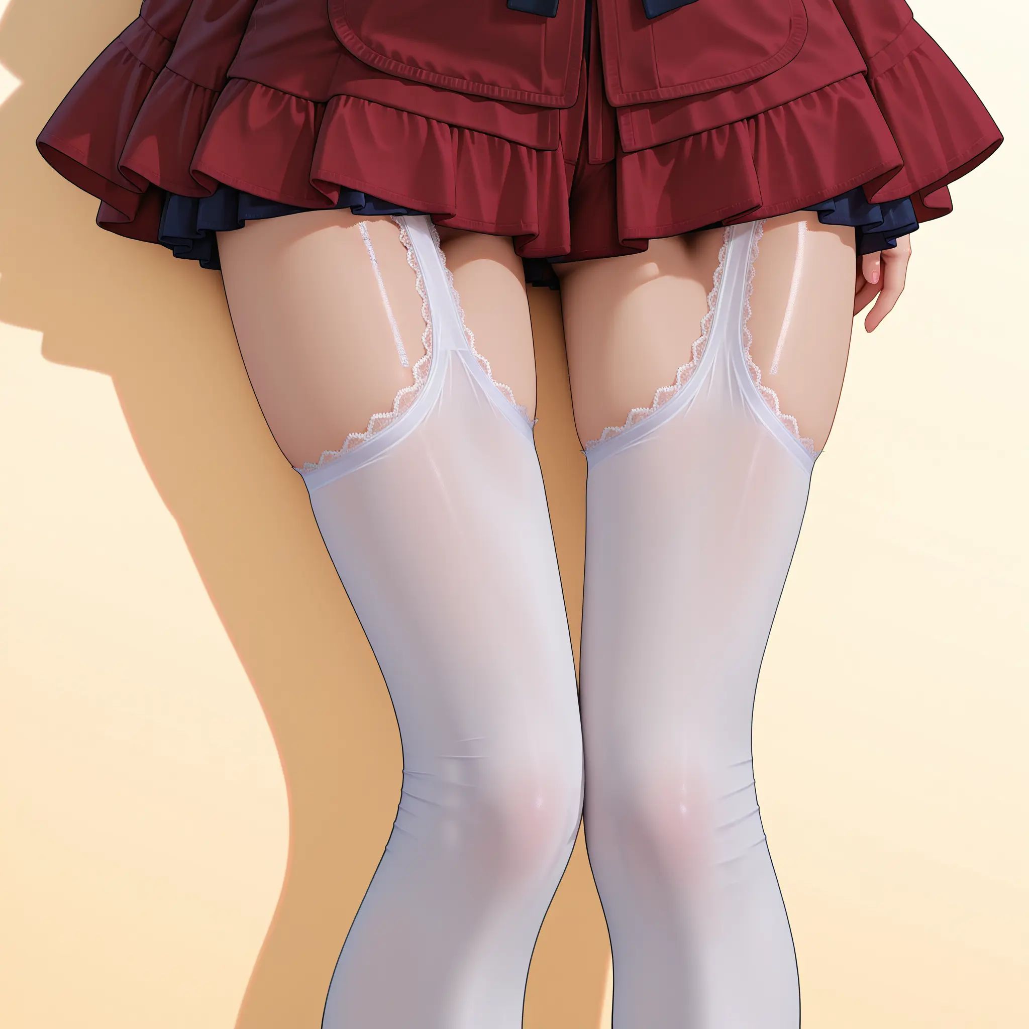 1girl,  suspender_thighhighs ,  lace-trimmed thighhighs on Tensor.Art