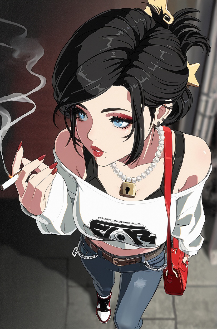gu1lty,  1girl,  off-shoulder see-through white shirt on Tensor.Art