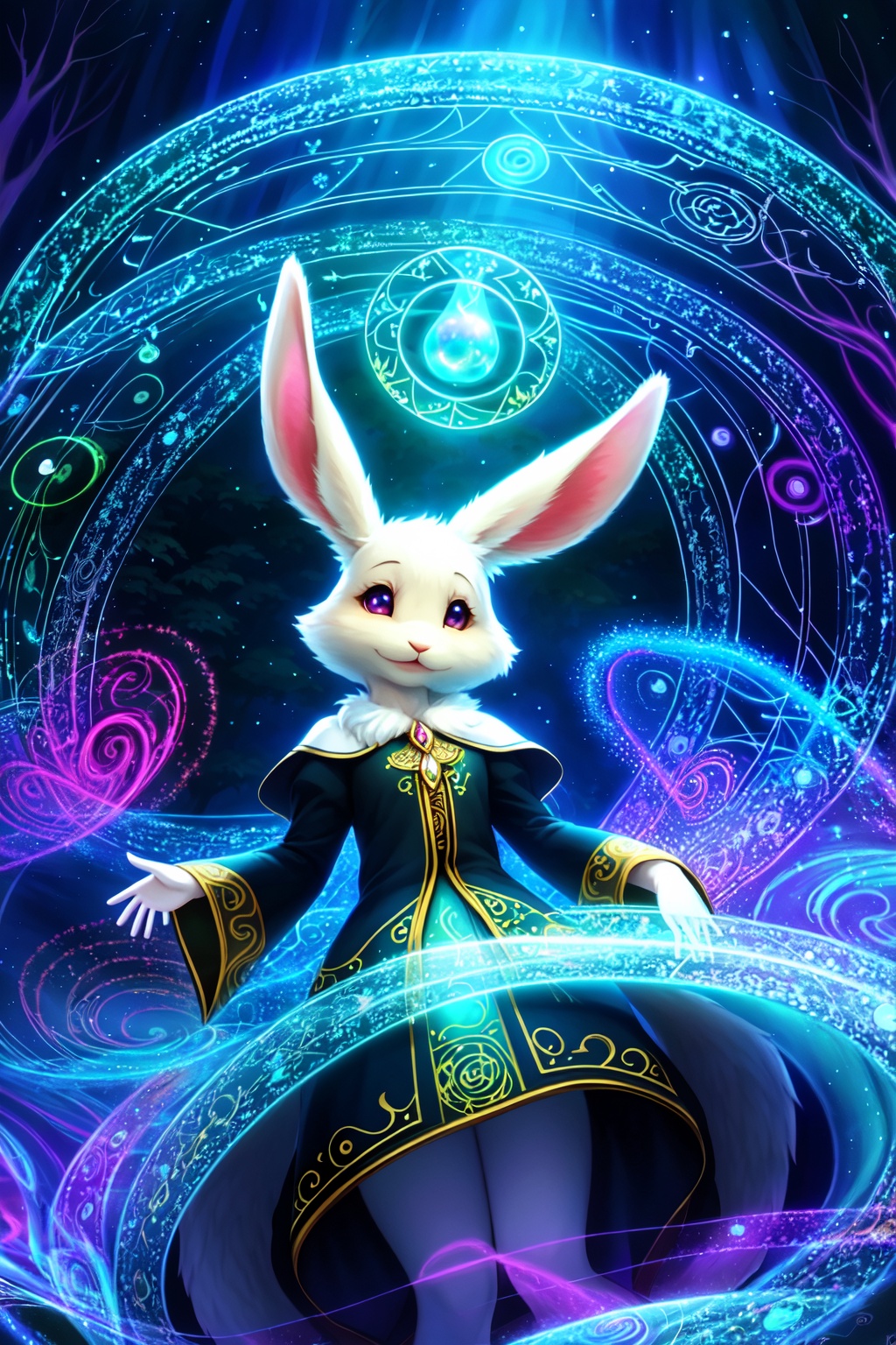 haru floating,  furry female anthro,  rabbit girl on Tensor.Art