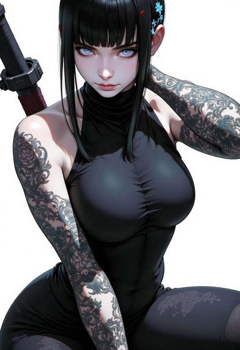 A young samourai woman. Realistic anime style. on Tensor.Art