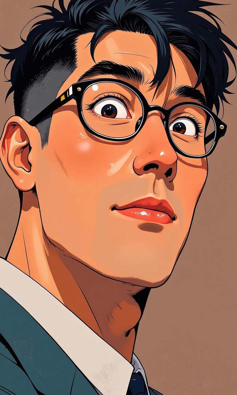 Close-up portrait of a 30-year-old Asian man,  illustration style on Tensor.Art