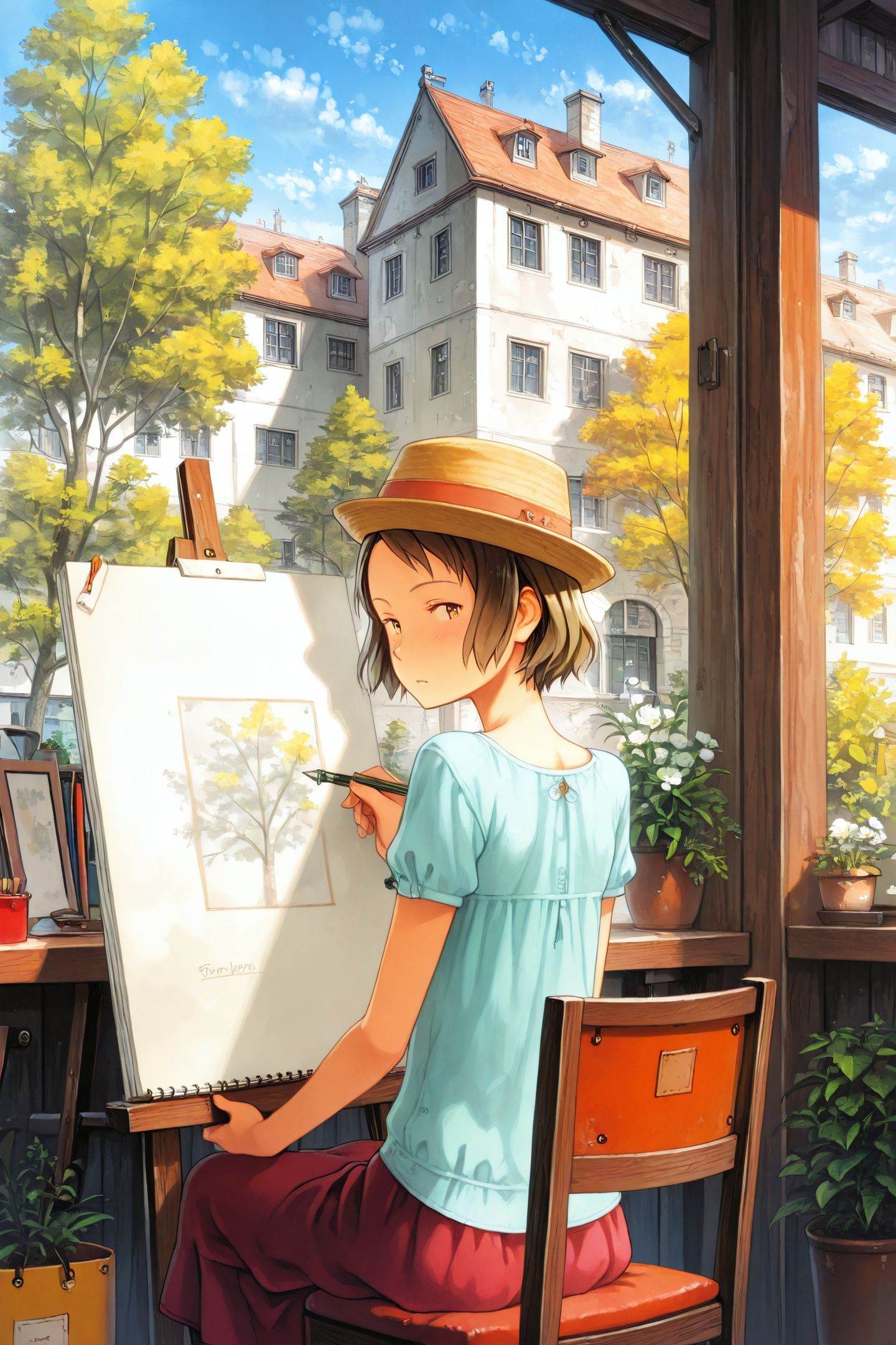 1girl,  hat,  flower on Tensor.Art