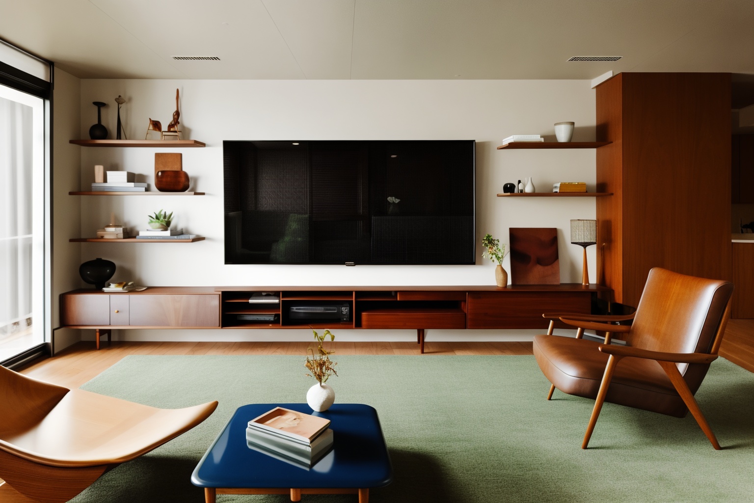 <lora:Mid-Century_living room_50_40_Lion_V3.0-000008:0.68>,Mid-Century Modern Style,living room,interior design,realistically,absurdres 0.5,