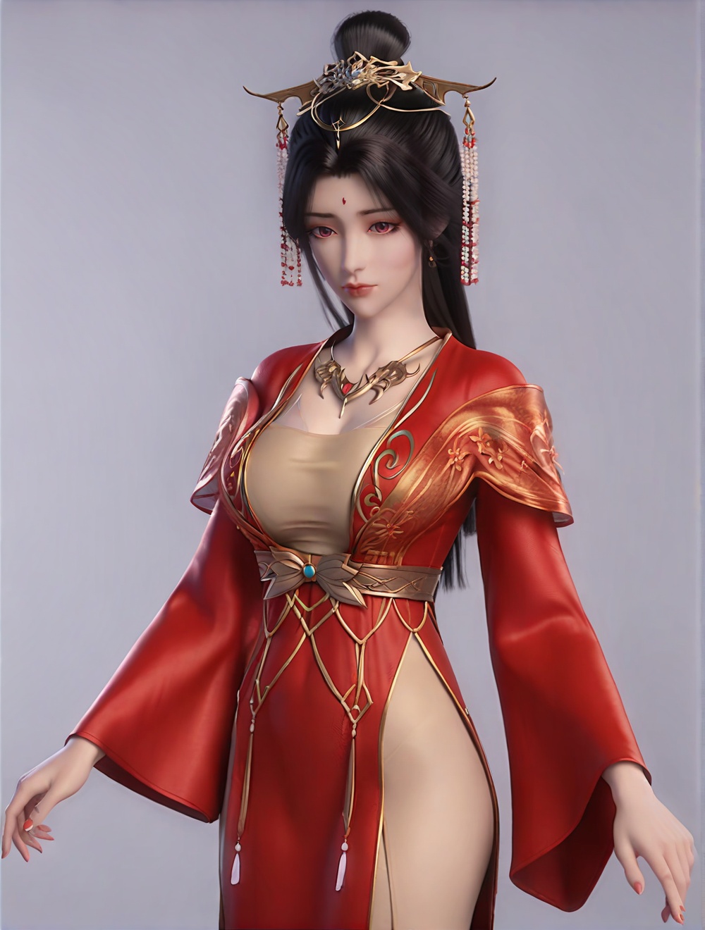 score_9,  red dress,  black hair on Tensor.Art