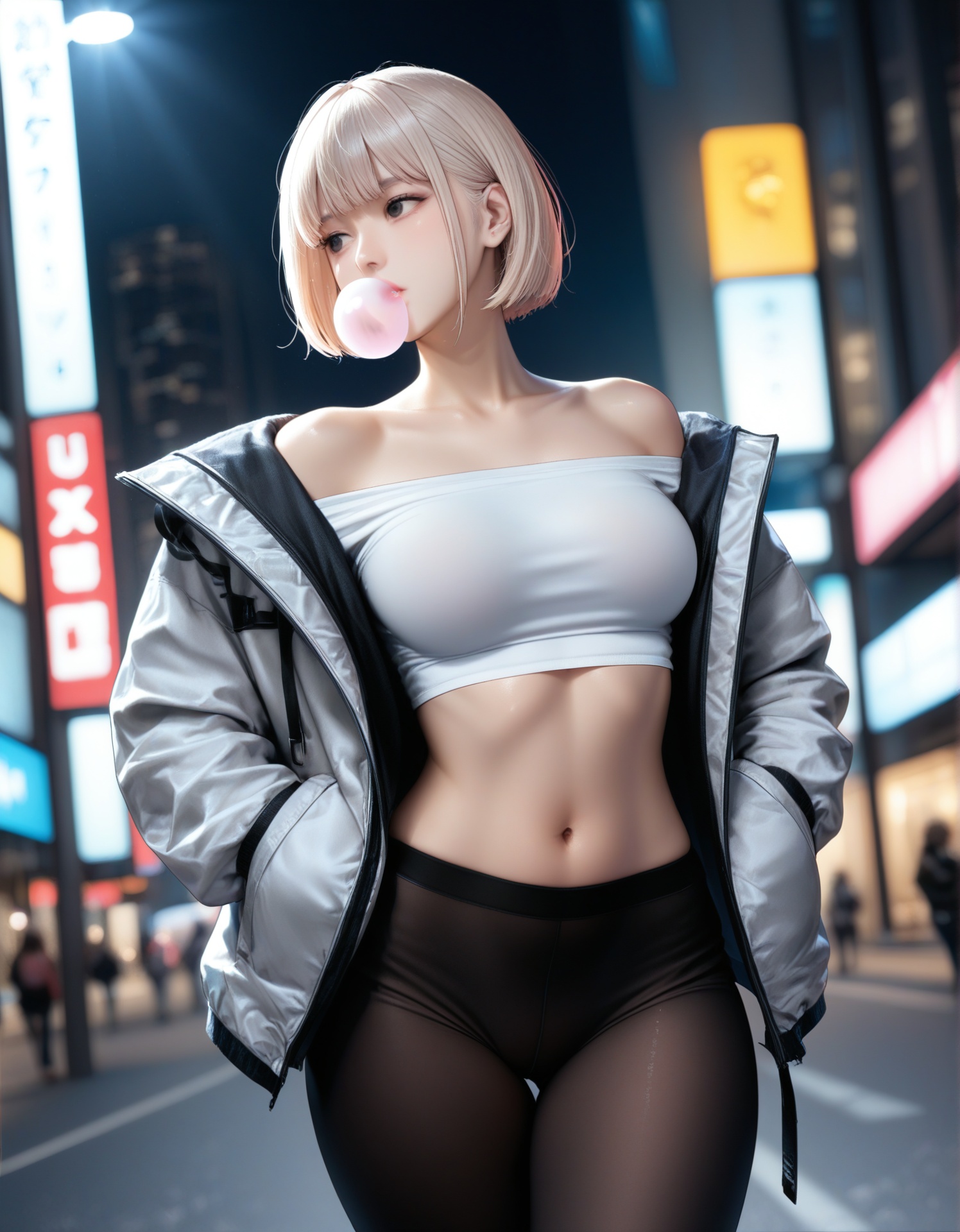 1girl,  black leggings,  thick thighs on Tensor.Art