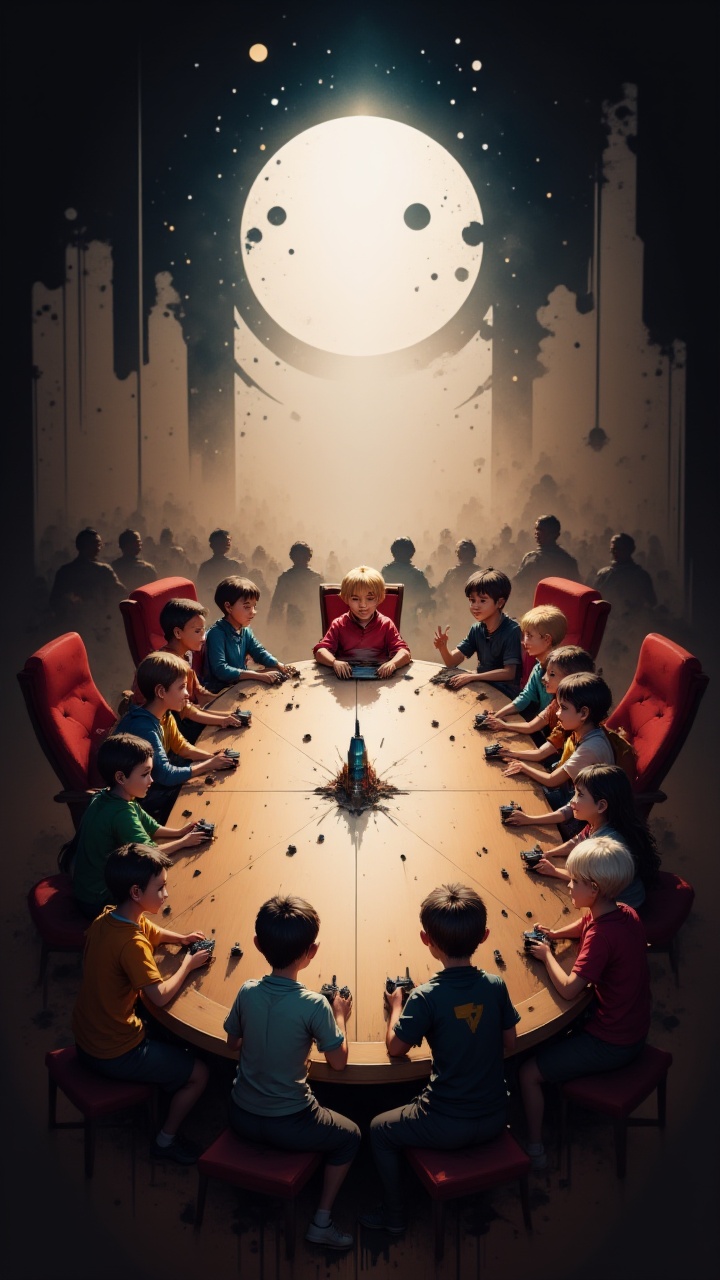 Game art,  A group of colorful children,  board shortsed in their favorite video games on Tensor.Art