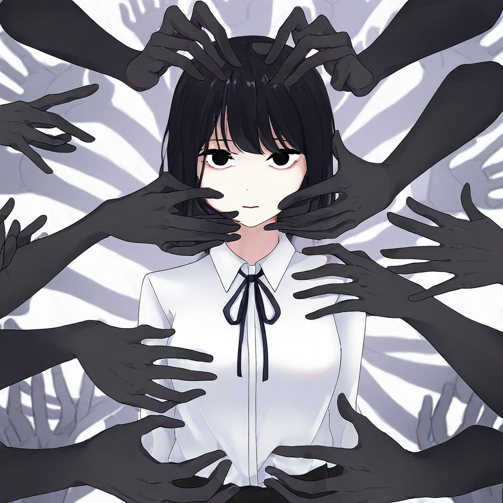 disembodied hands,  1girl,  multiple hands behind girl on Tensor.Art
