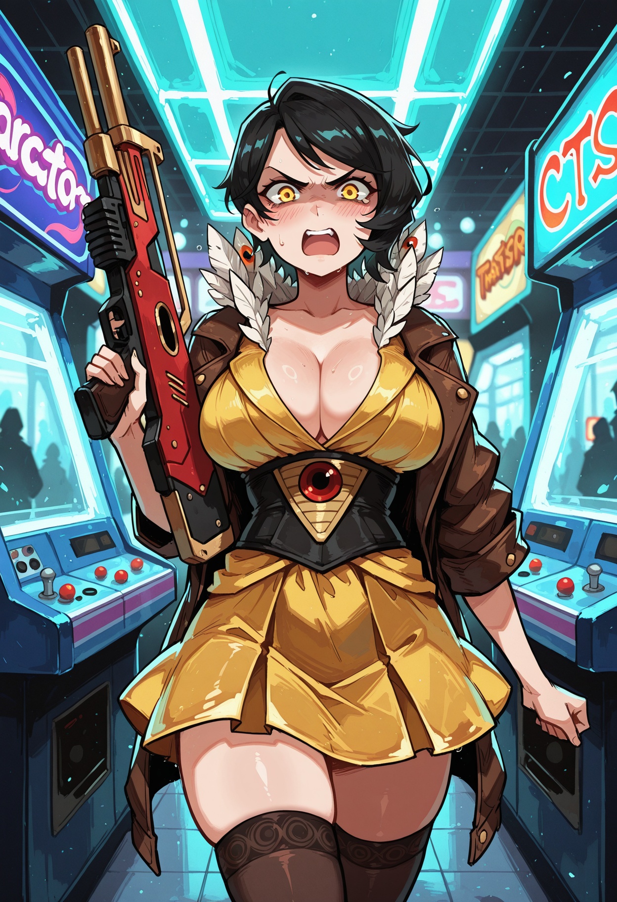 solo,  1girl,  black short hair on Tensor.Art