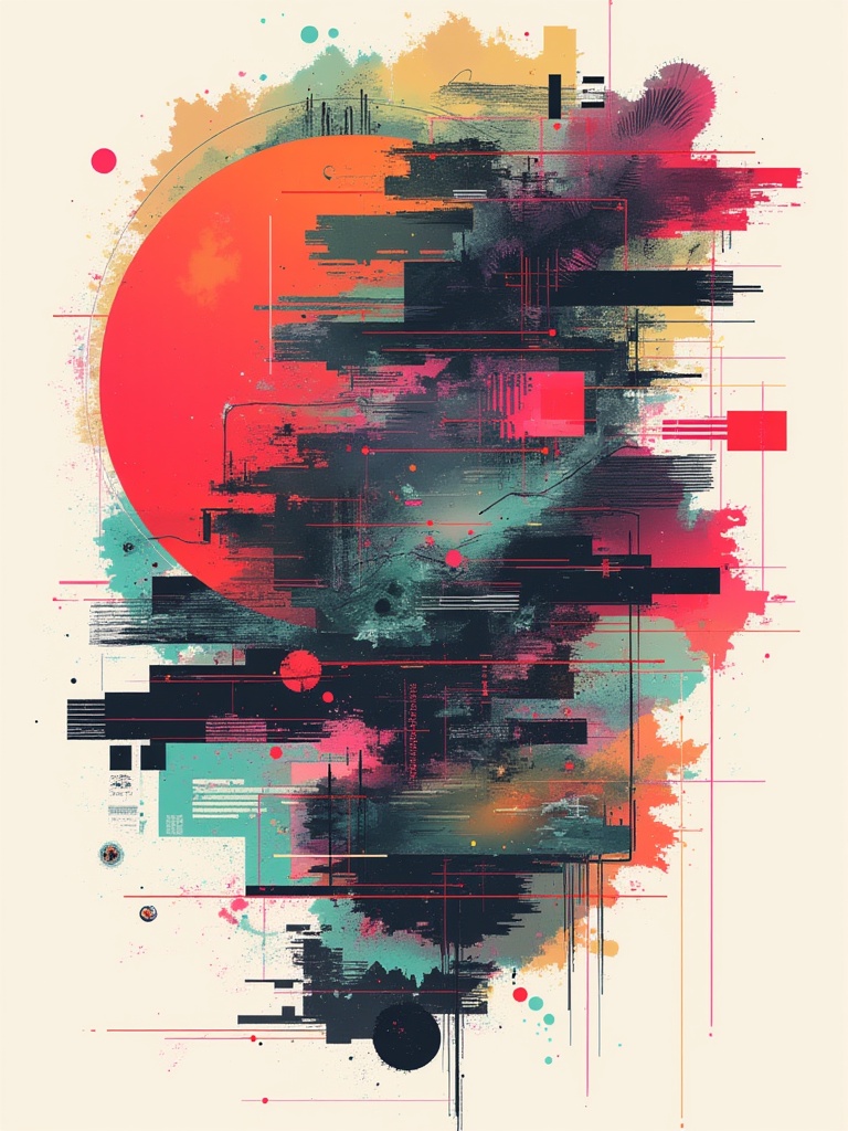 an absurd abstract design,  blending shape and reality,  no humans. gl1tchc0re on Tensor.Art