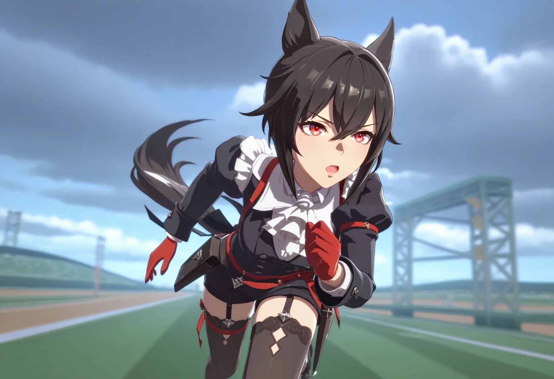 1girl,  solo,  blurry background on Tensor.Art