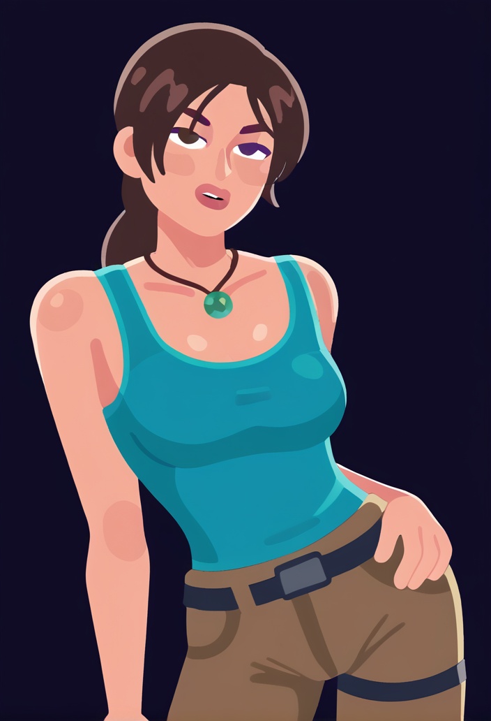 lara croft,  falt cartoon on Tensor.Art