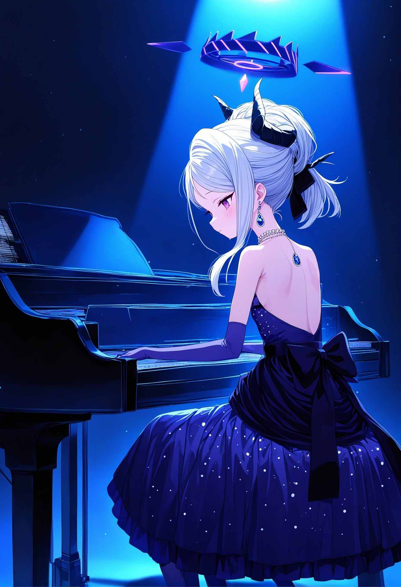 1girl,  hina \(dress\) \(blue archive\),  grand piano on Tensor.Art