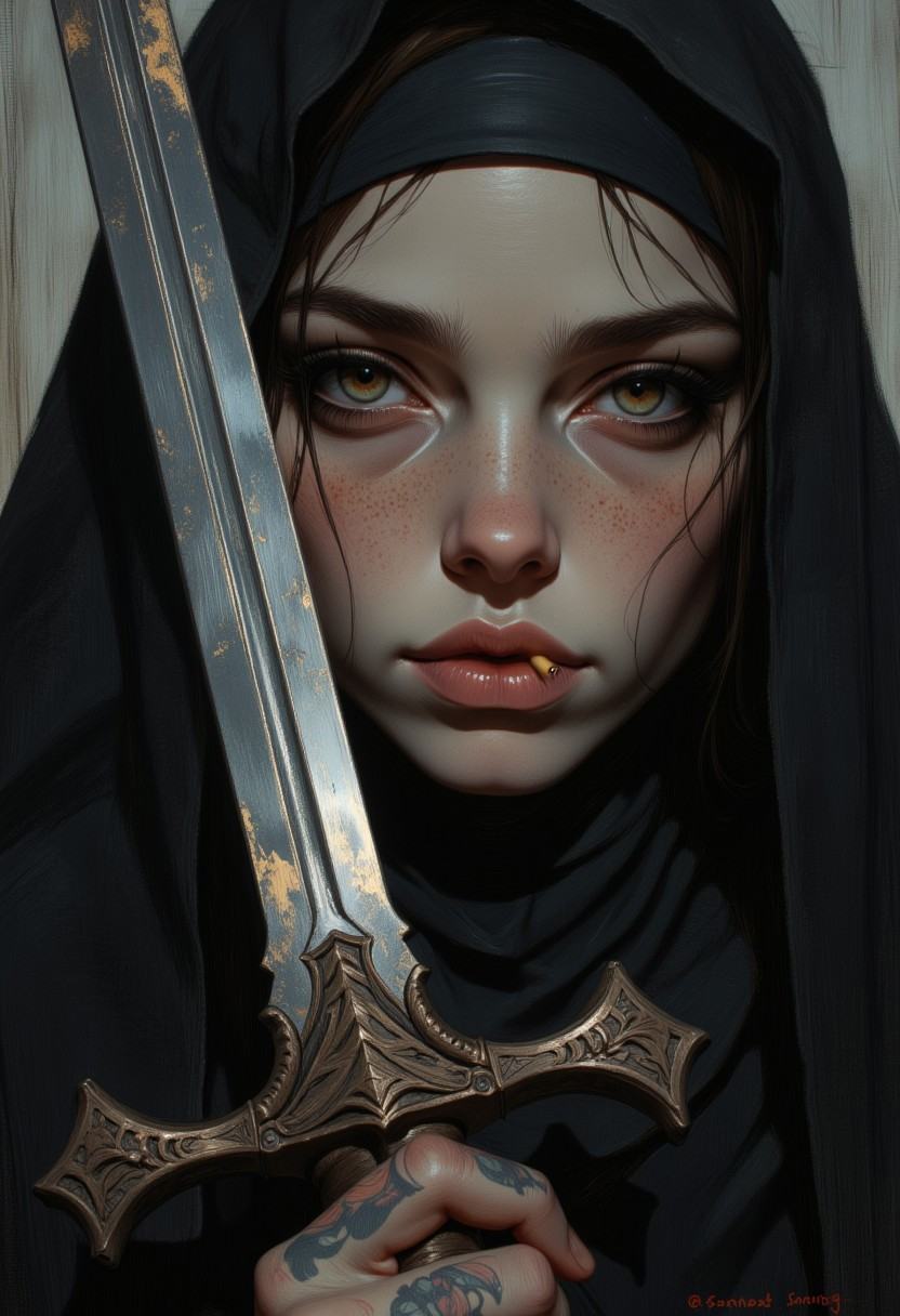 Unfazedfantasii,  vantablack,  OBxiaoxiangA mystical woman nun on Tensor.Art