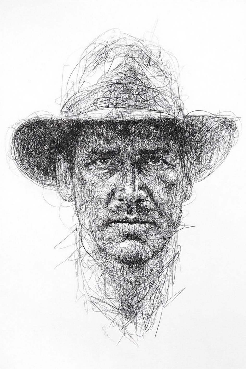Drawing of face of Harrison Ford as Indiana Jones. on Tensor.Art