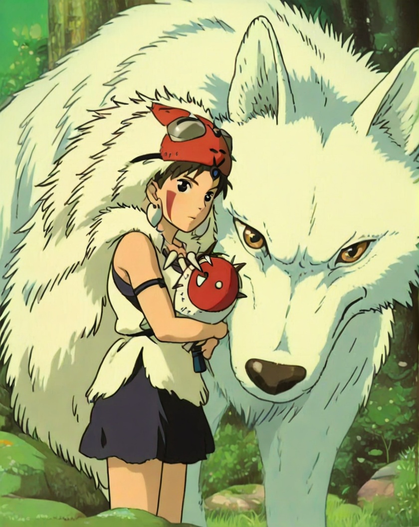 studio ghibli,  white wolf,  mononoke hime on Tensor.Art