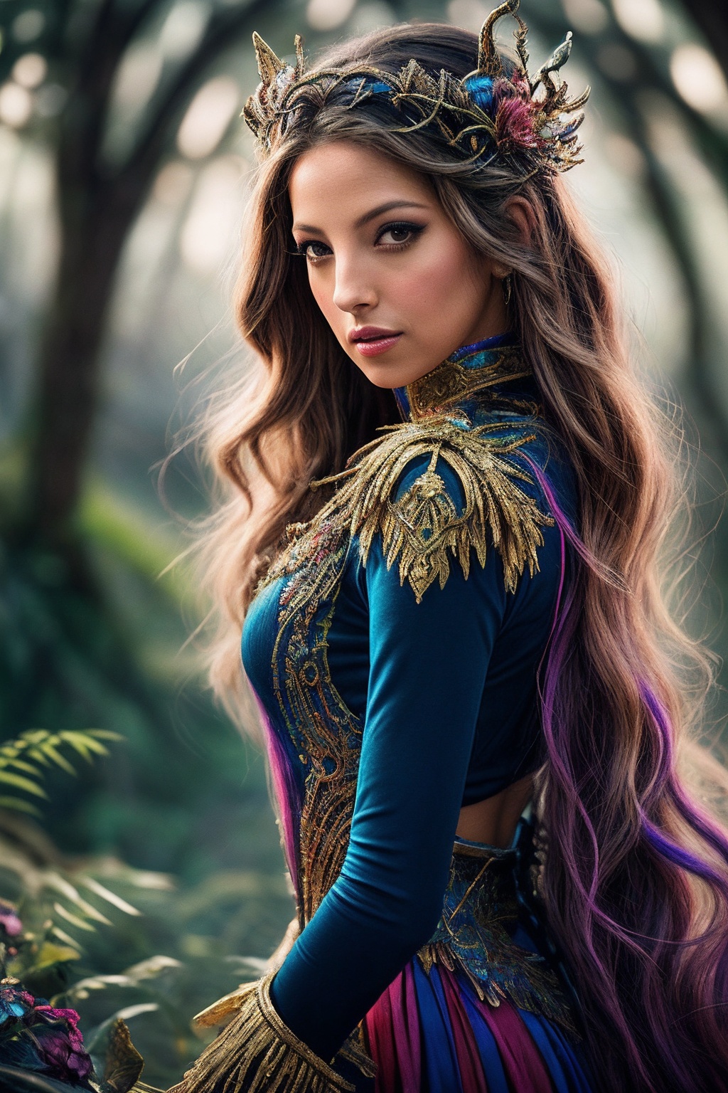 JennaH_SoloTI_v1,  (In a richly detailed,  fantastical costume with elaborate embroidery and mystical accessories on Tenso...