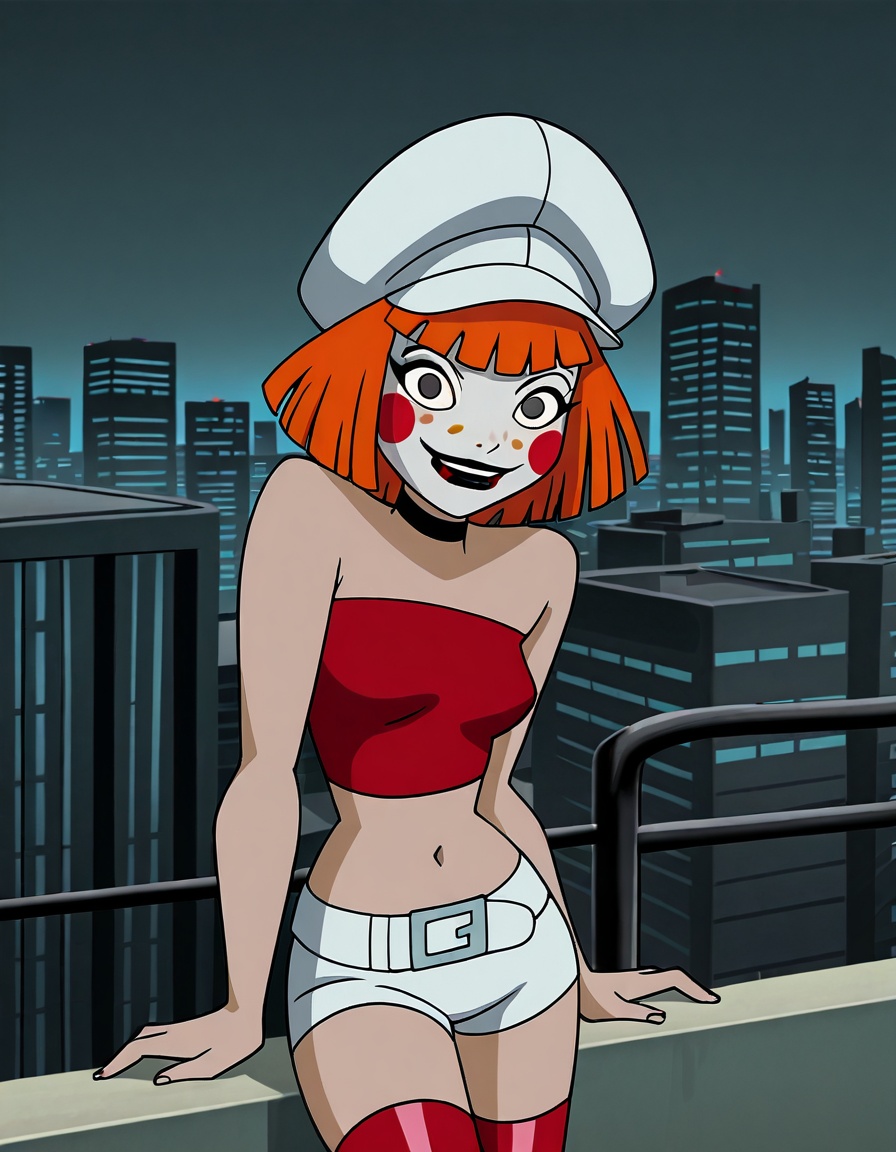 deedees,  short hair,  white cabbie hat on Tensor.Art