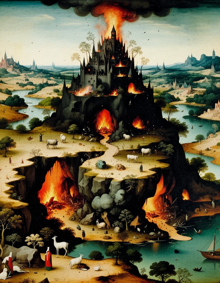 inferno landscape by Hyeronimus Bosch on Tensor.Art