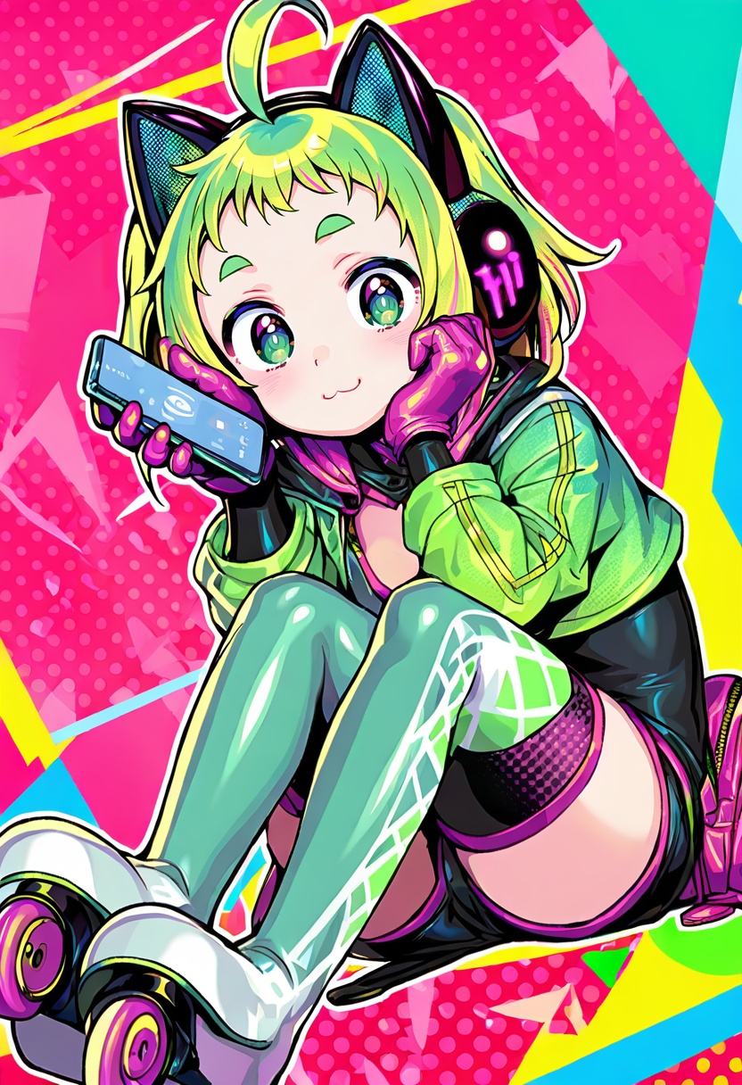1girl,  animal ear headphones,  solo on Tensor.Art