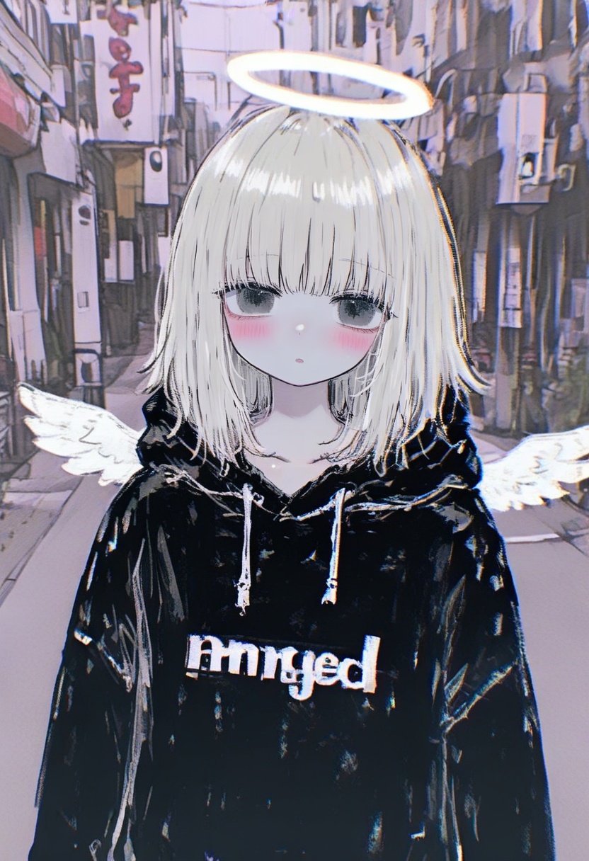 halo,  1girl,  hood on Tensor.Art