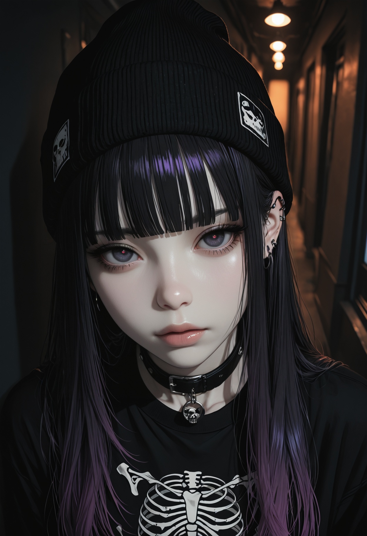black hair,  purple hair,  gradient hair on Tensor.Art