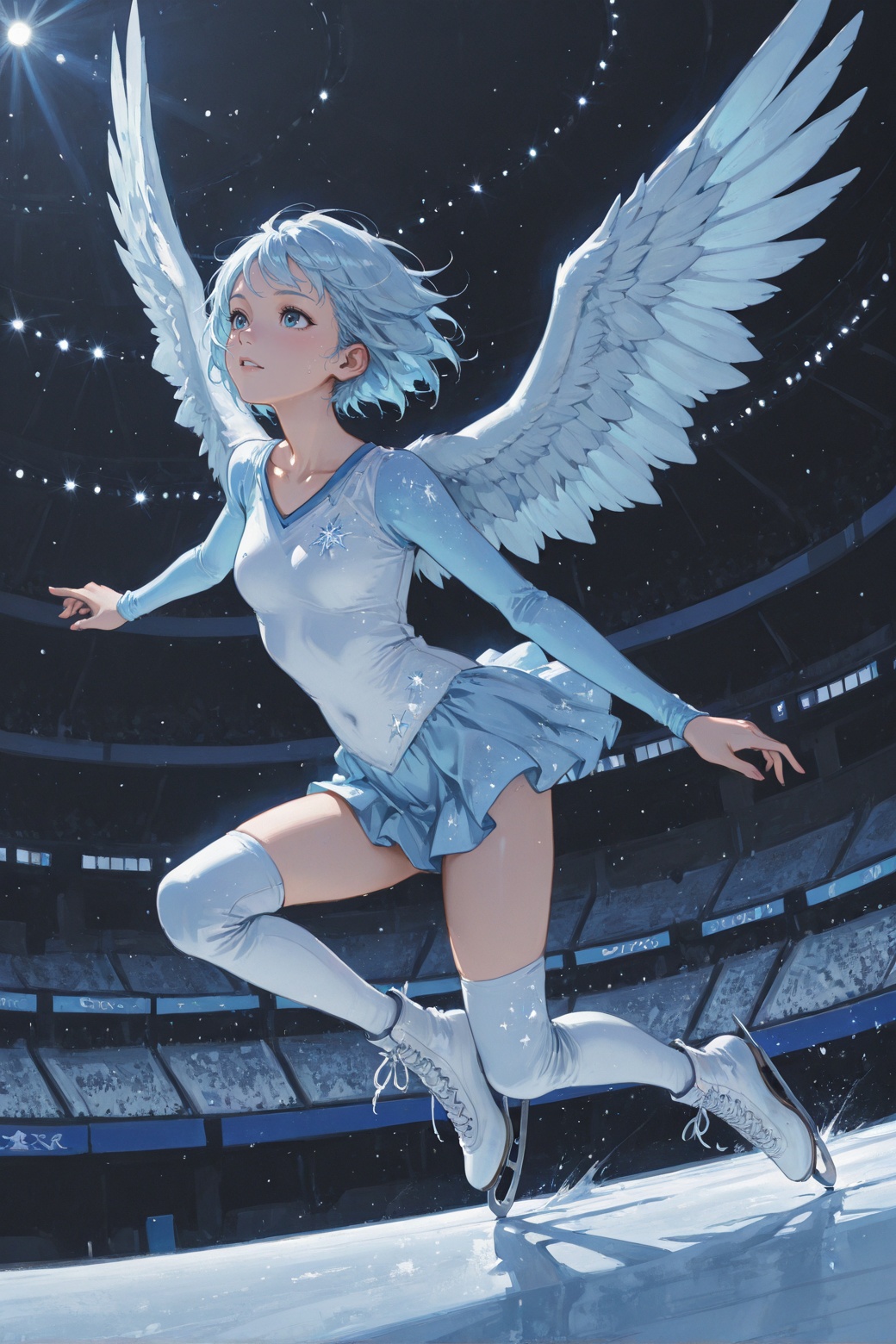 ice skater girl,  dynamic,  wings on Tensor.Art